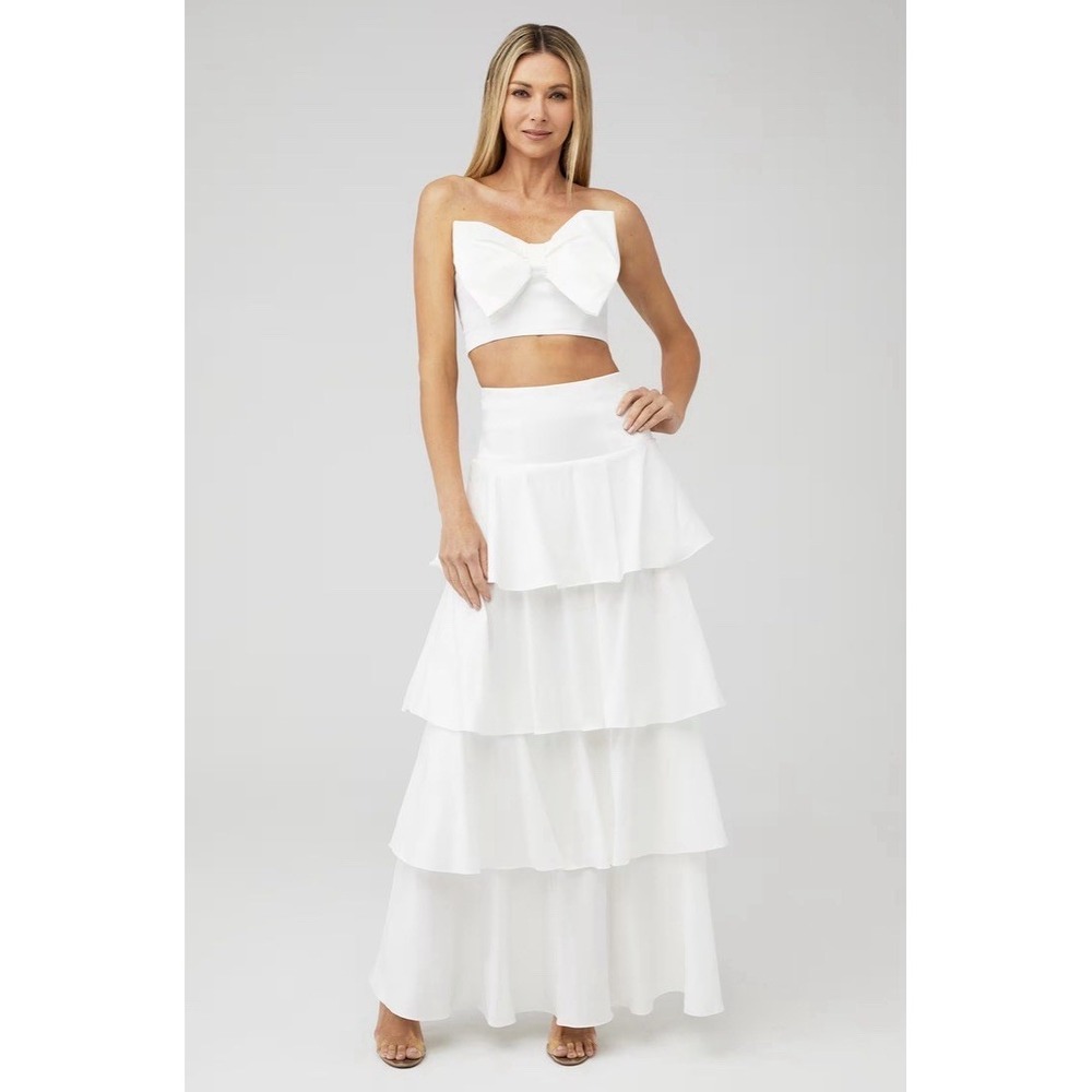 Show Me Your MUMU Katrina Layered Swing Skirt Or Dress Size Medium White